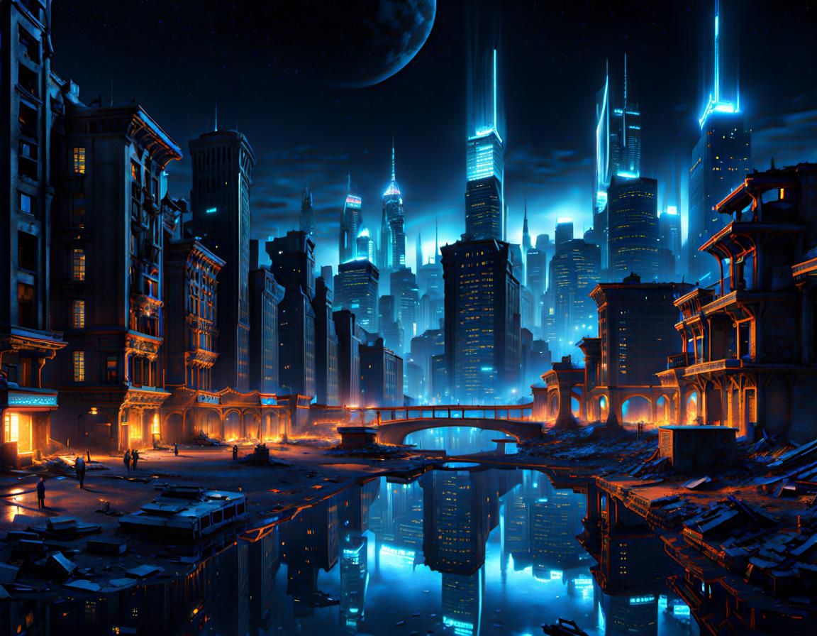 Almost abandoned city, nighttime #1