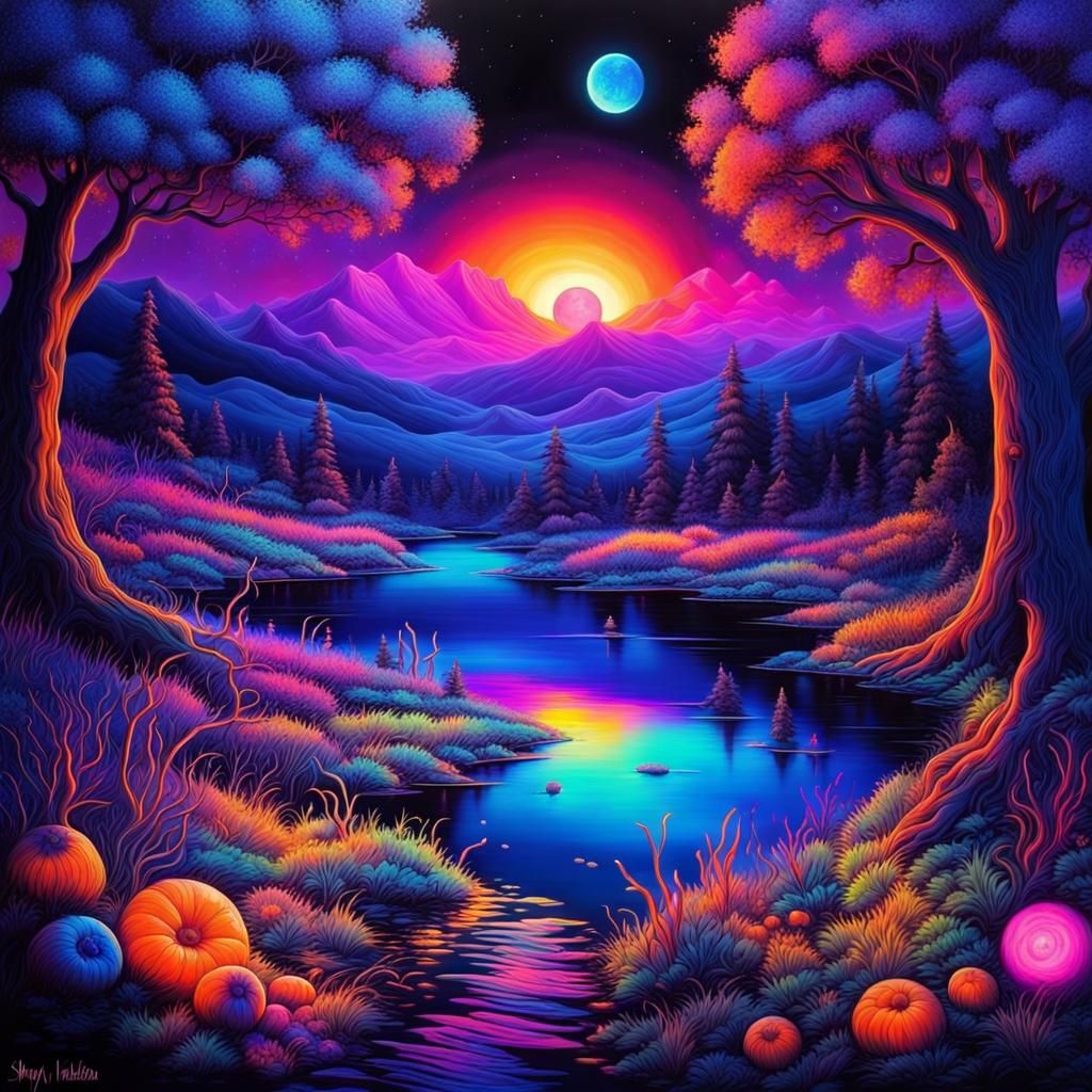 Colorful UV Night Landscape by Bogi Fabian