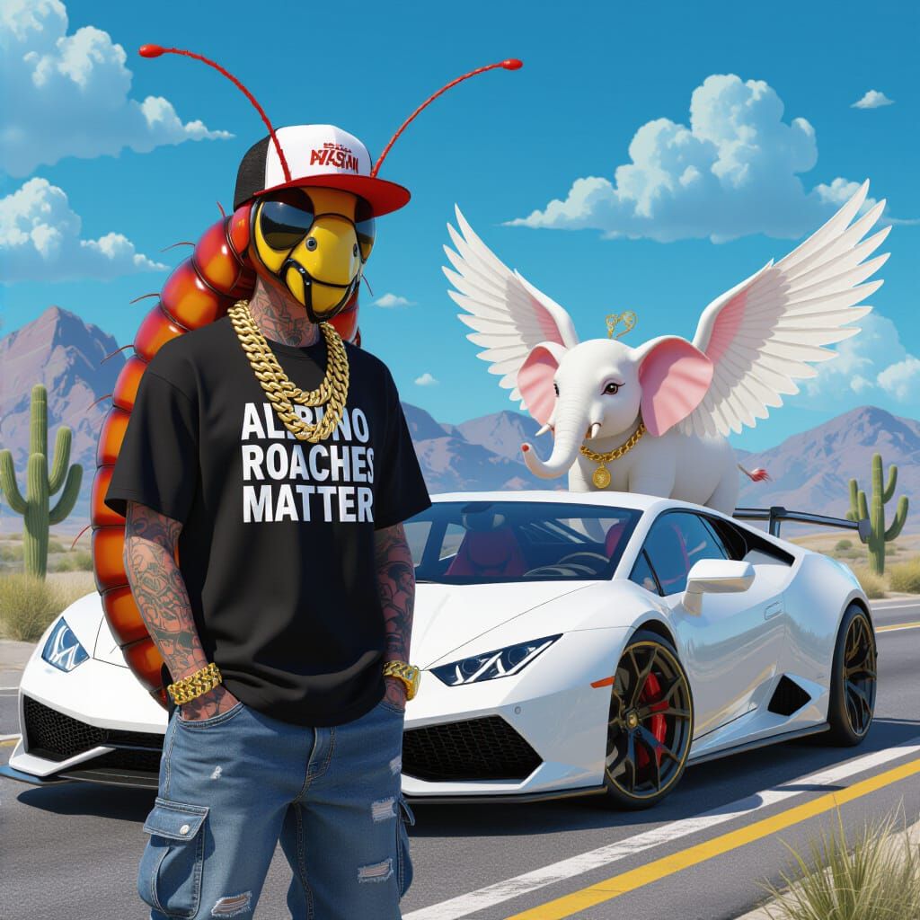 Rapper Roach in Lamborghini Next to Carousel