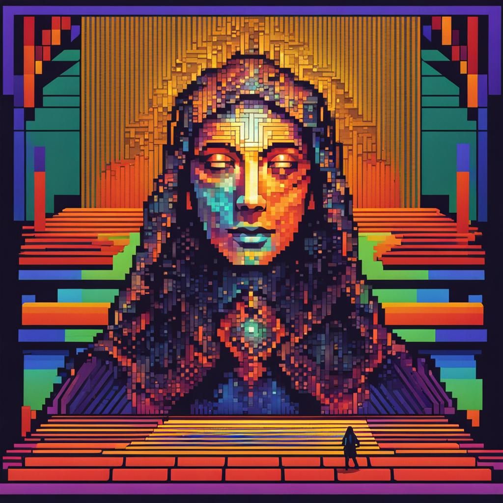Woman's Enlightenment: Minimalist 8-bit Sacred Geometry