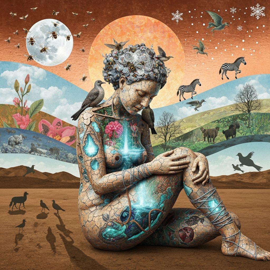 Bio Art Collage of Exile Rebel in Moonlit Forest