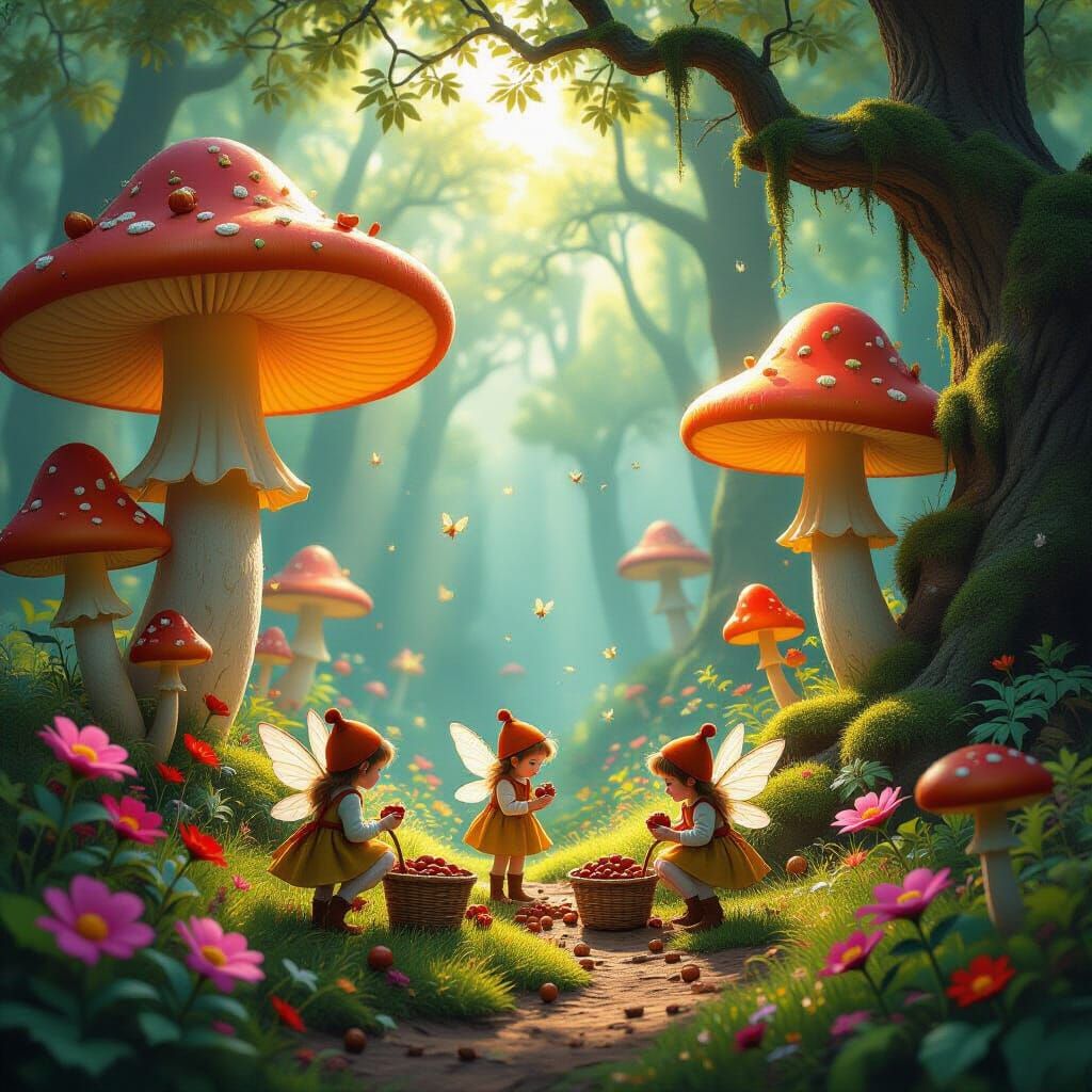 Fairytale Wonderland: Fairies Prepare for Winter Amidst Glow...