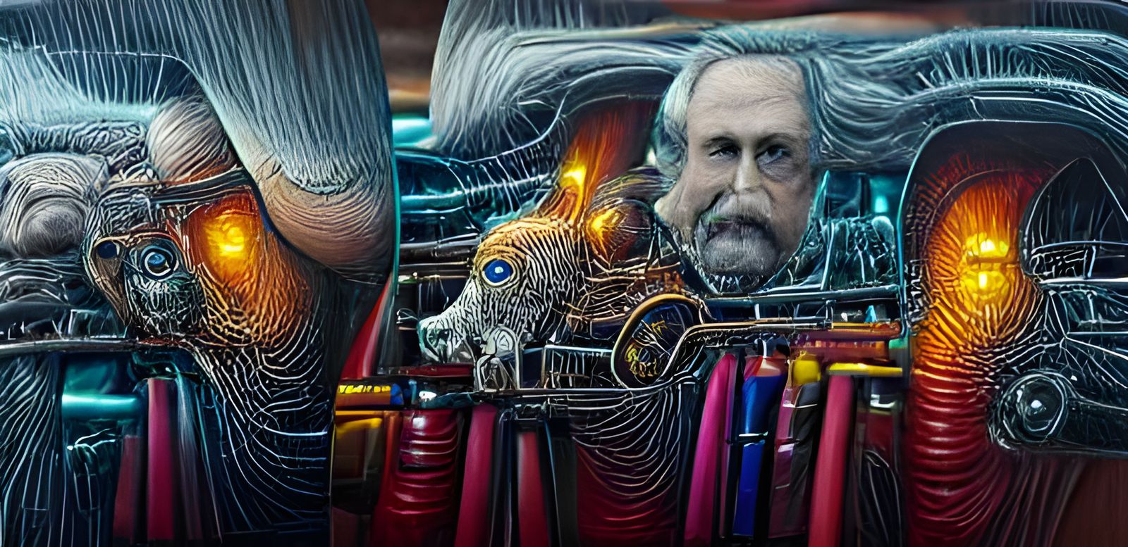 Steampunk Engine: Cyberpunk Fauvism Abstract