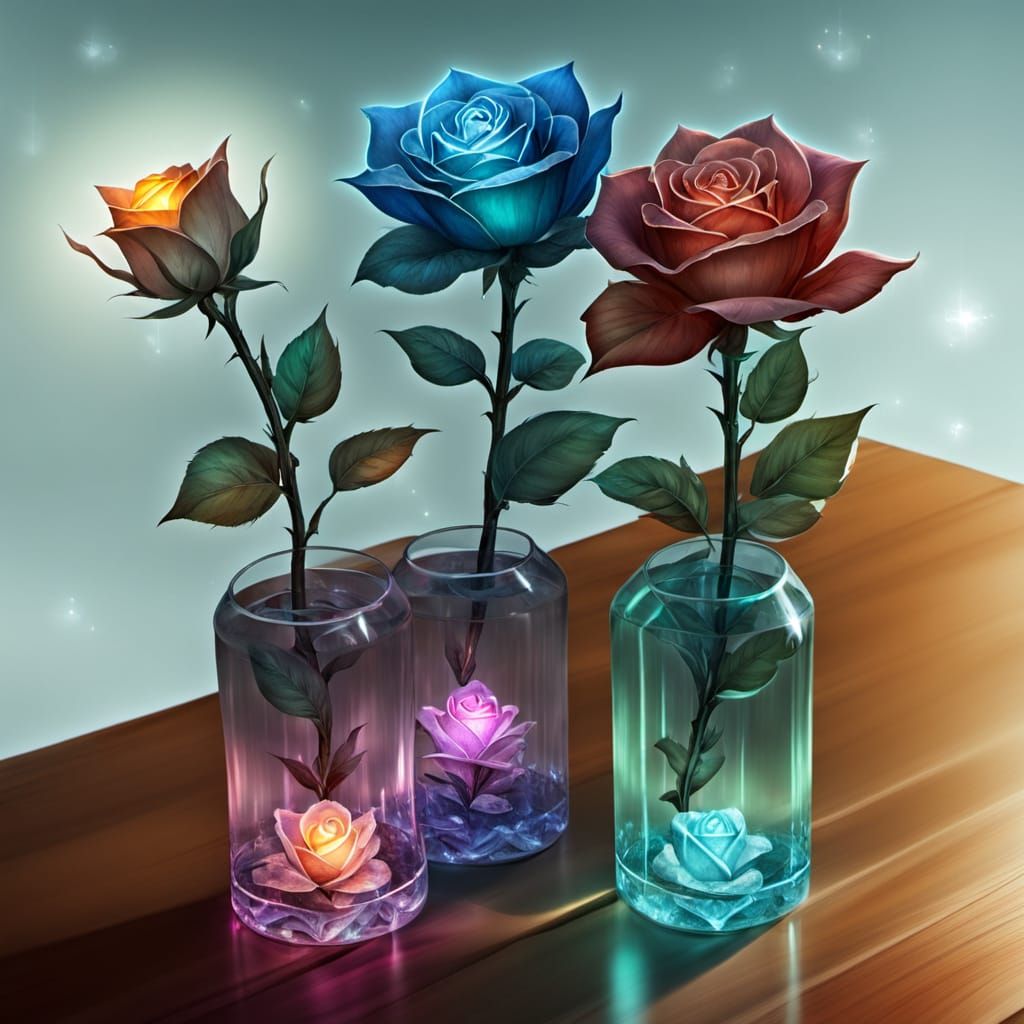 Crystal Roses Shine with Ethereal Light