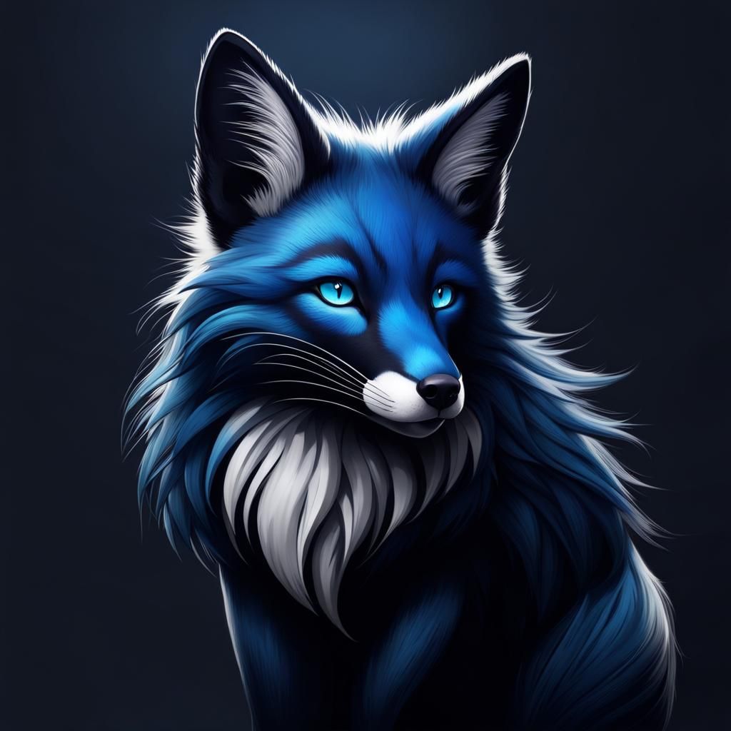 Dramatic Blue Fox Portrait in Monochrome