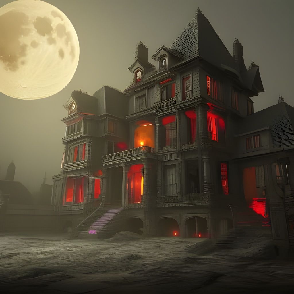 Haunted House Ghost in Detailed Matte Painting