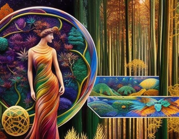 Hypnotic Mycelium Network in Forest, Digital Art