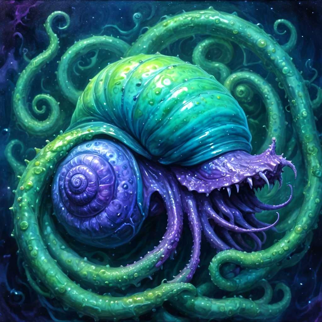 Cosmic Horror: Slimy Purple Abomination in Grimdark Style