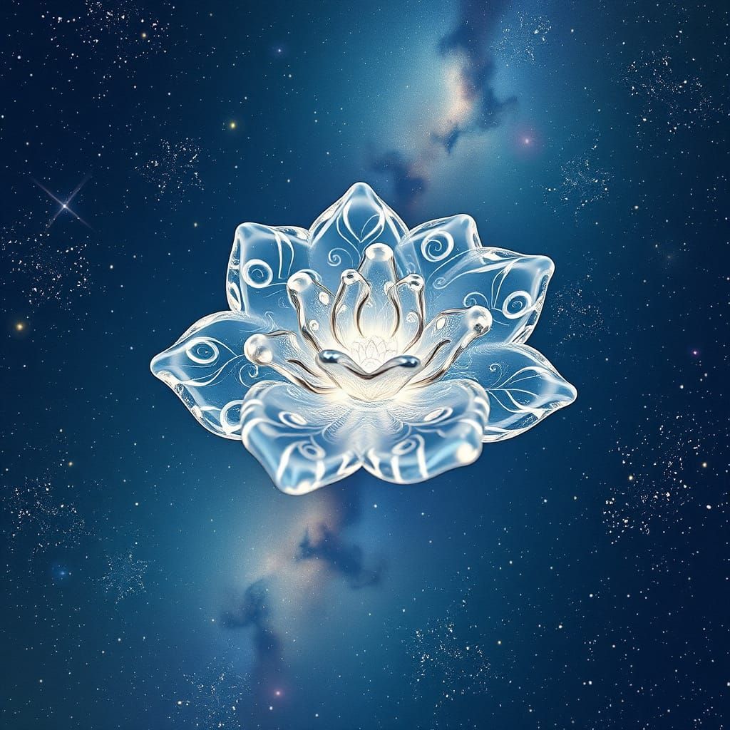 Celestial Glass Bloom in Cosmic Dreamscape