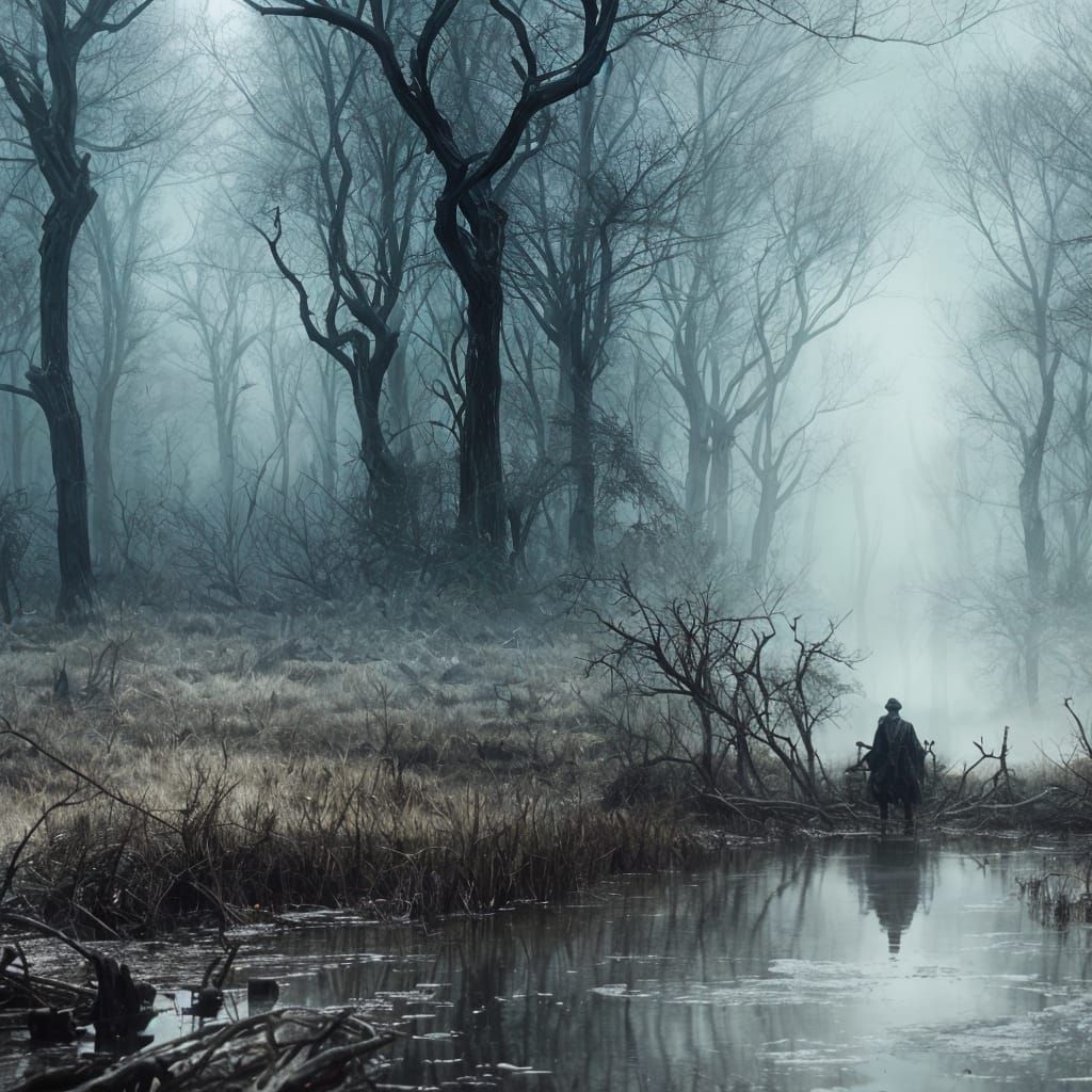 Desolate Radioactive Swamp in Horror Style