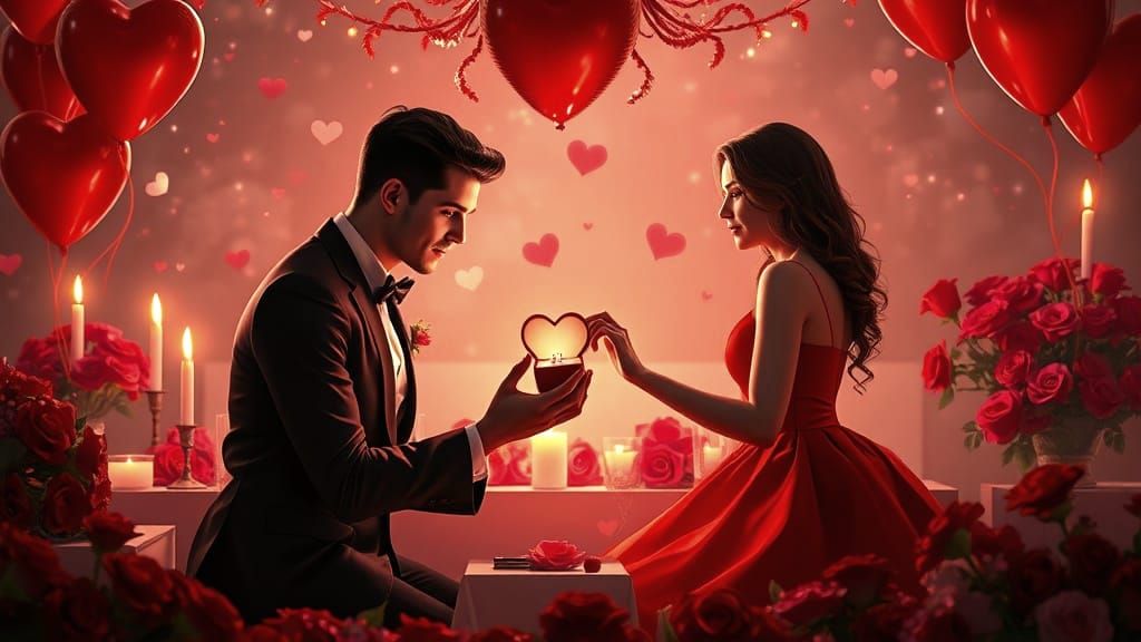 Elegant Valentine's Day Proposal in a Fantastical Setting