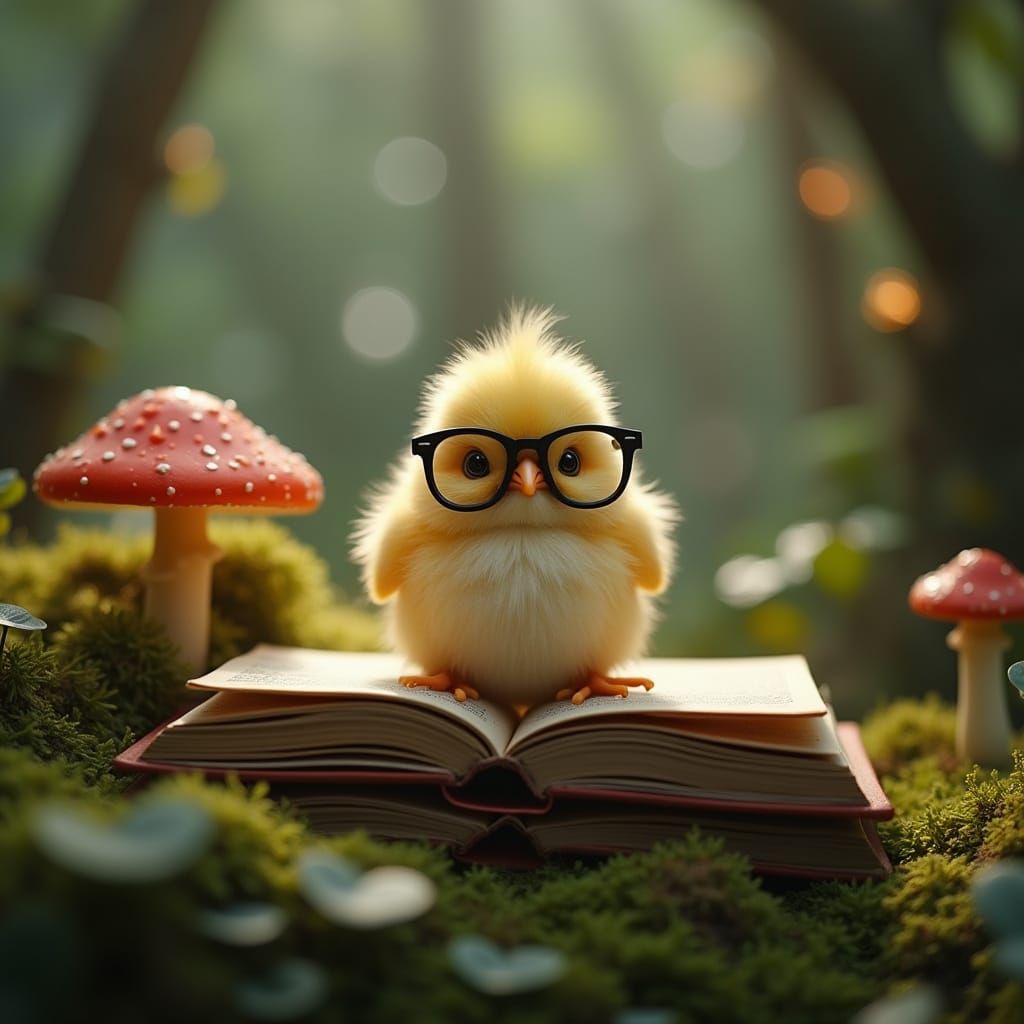 Grumpy Chick in Magical Forest: Chibi Macro Photography