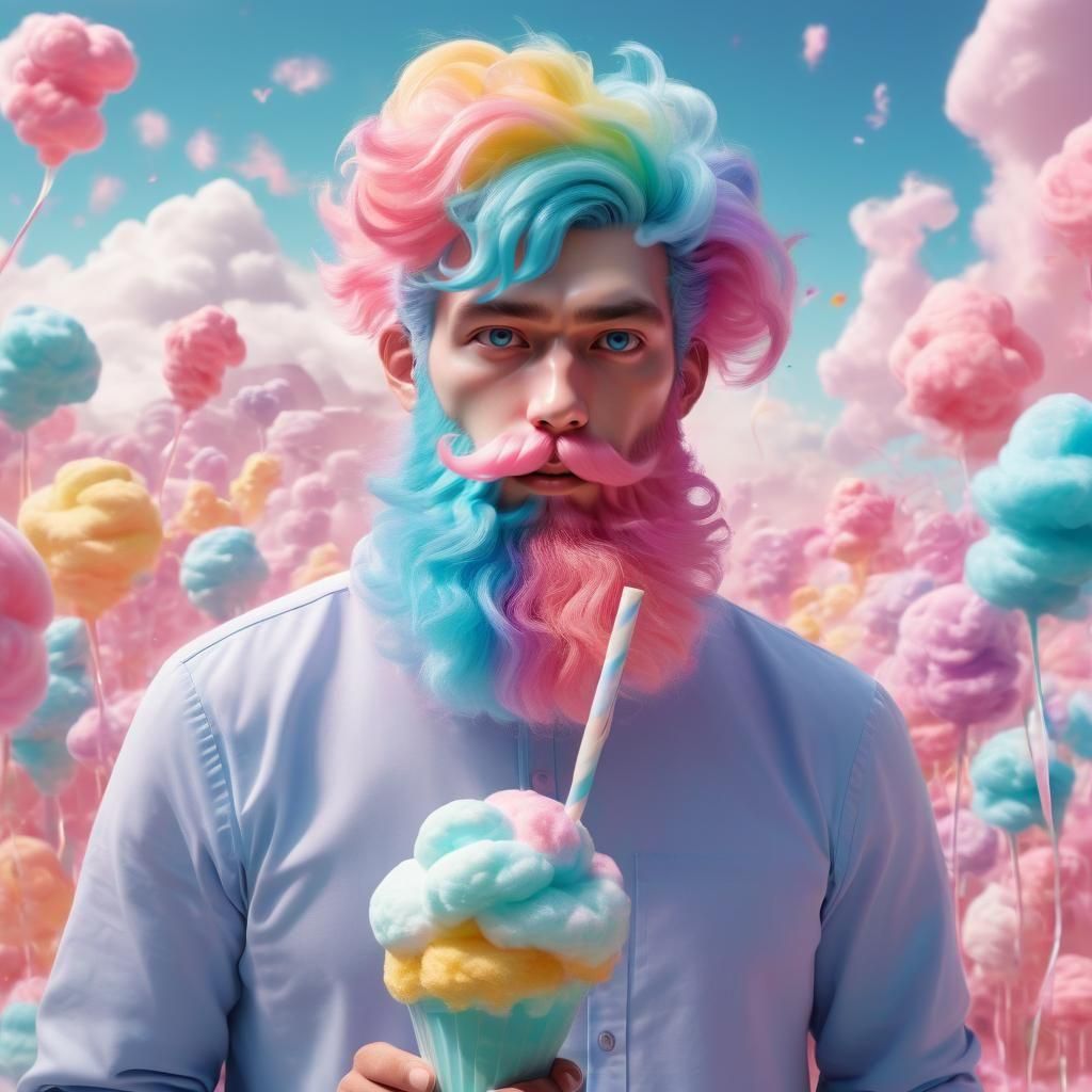 Cotton Candy Man With A Face Change