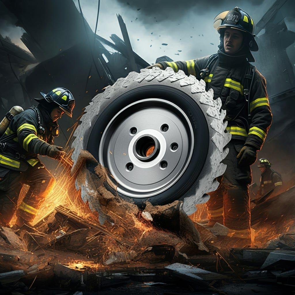 Heroic Firefighter Rescue with Diamond Blade, Comic Book Art