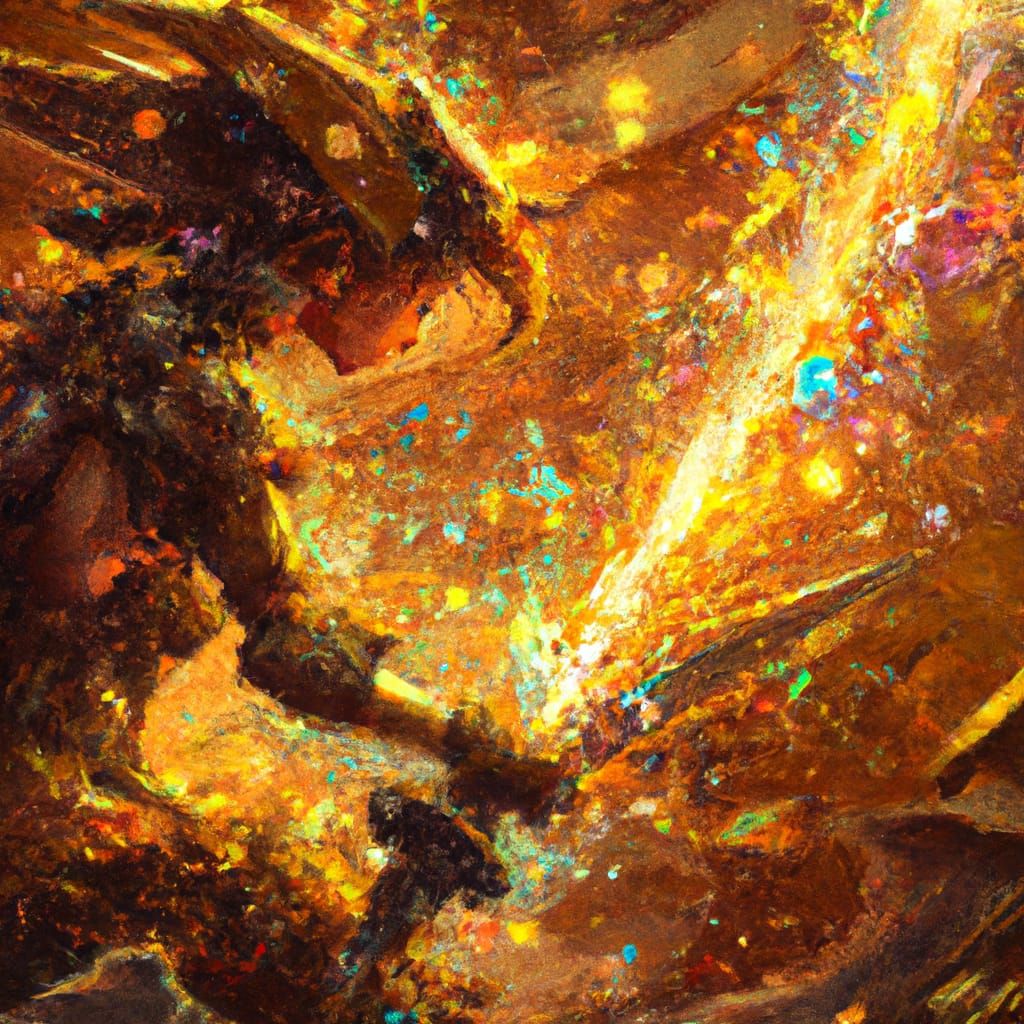 Steampunk Blacksmith Forging Mythical Sword in Expressionist...