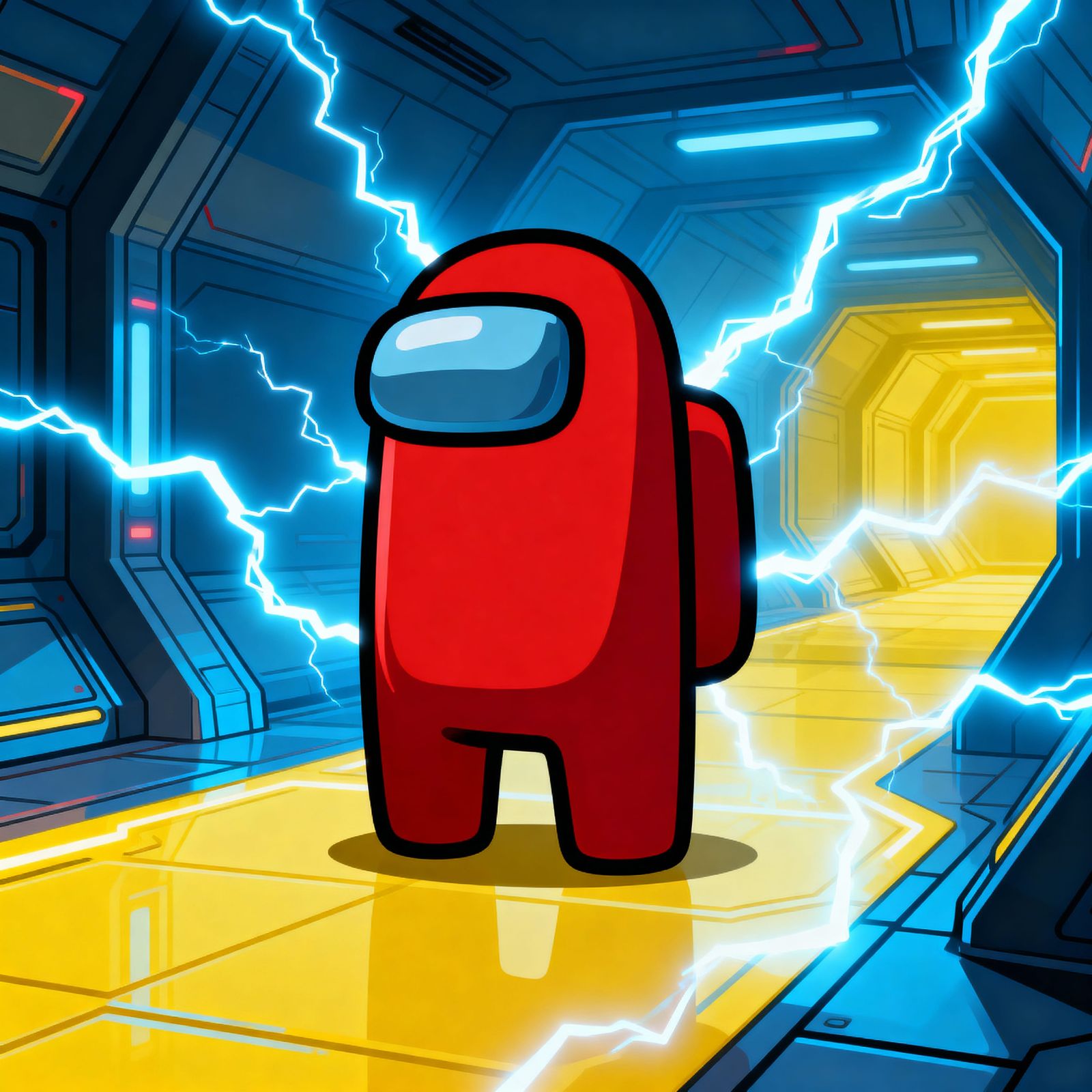 Among Us Red Crewmate in Electric Environment