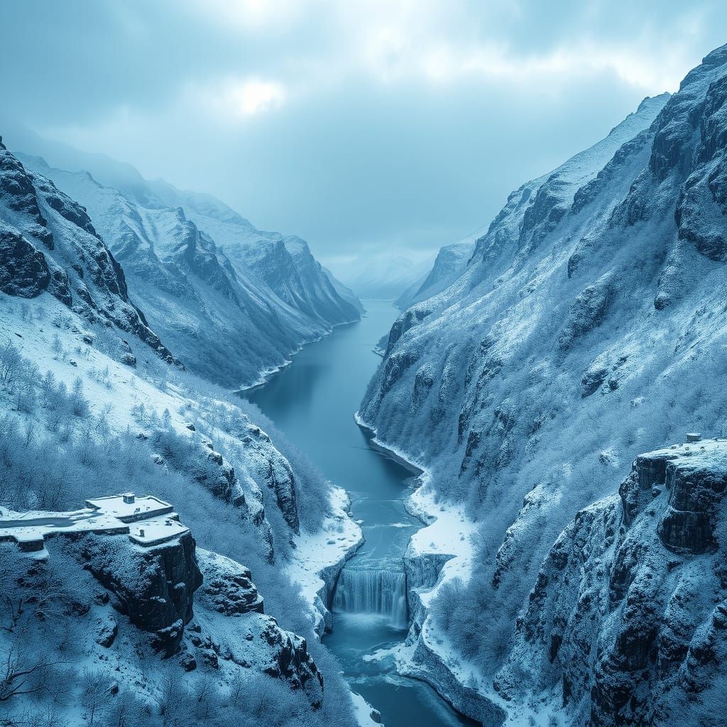 Norwegian Fjords in Winter: A Hyperrealistic Impression