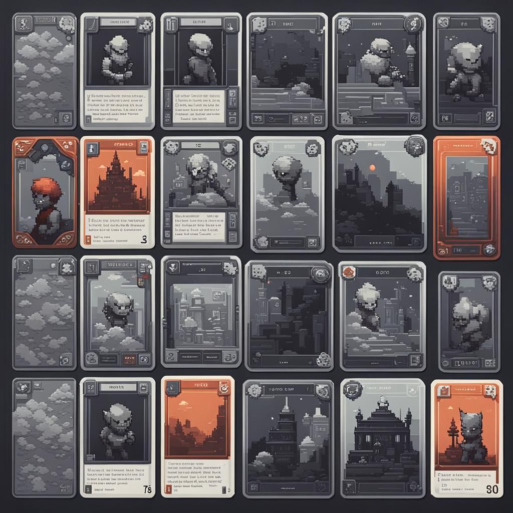 Pixel Art Card Game Design in Duotone