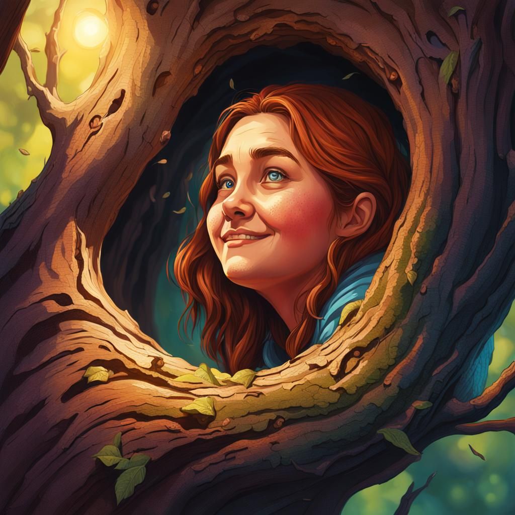 Intricate Tree Hollow Portrait in Splash Art Style