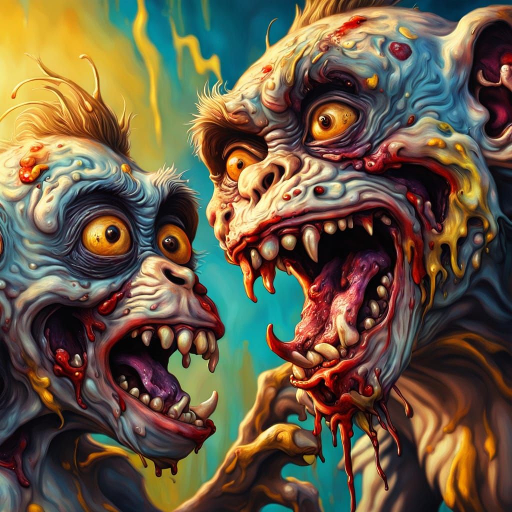 Surreal Zombie Monkey Clowns in Salvador Dali Style
