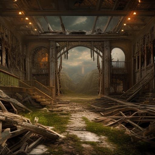 Dramatic Abandoned Mine Digital Matte Painting