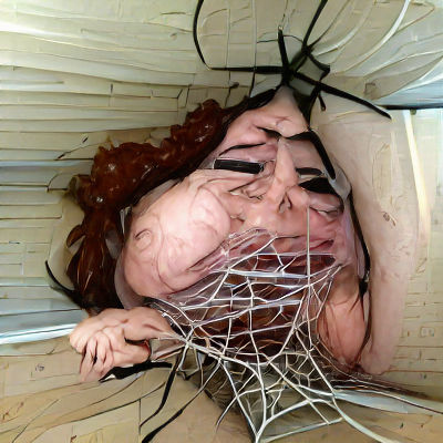 Hyperrealistic Woman Trapped in Spiderweb