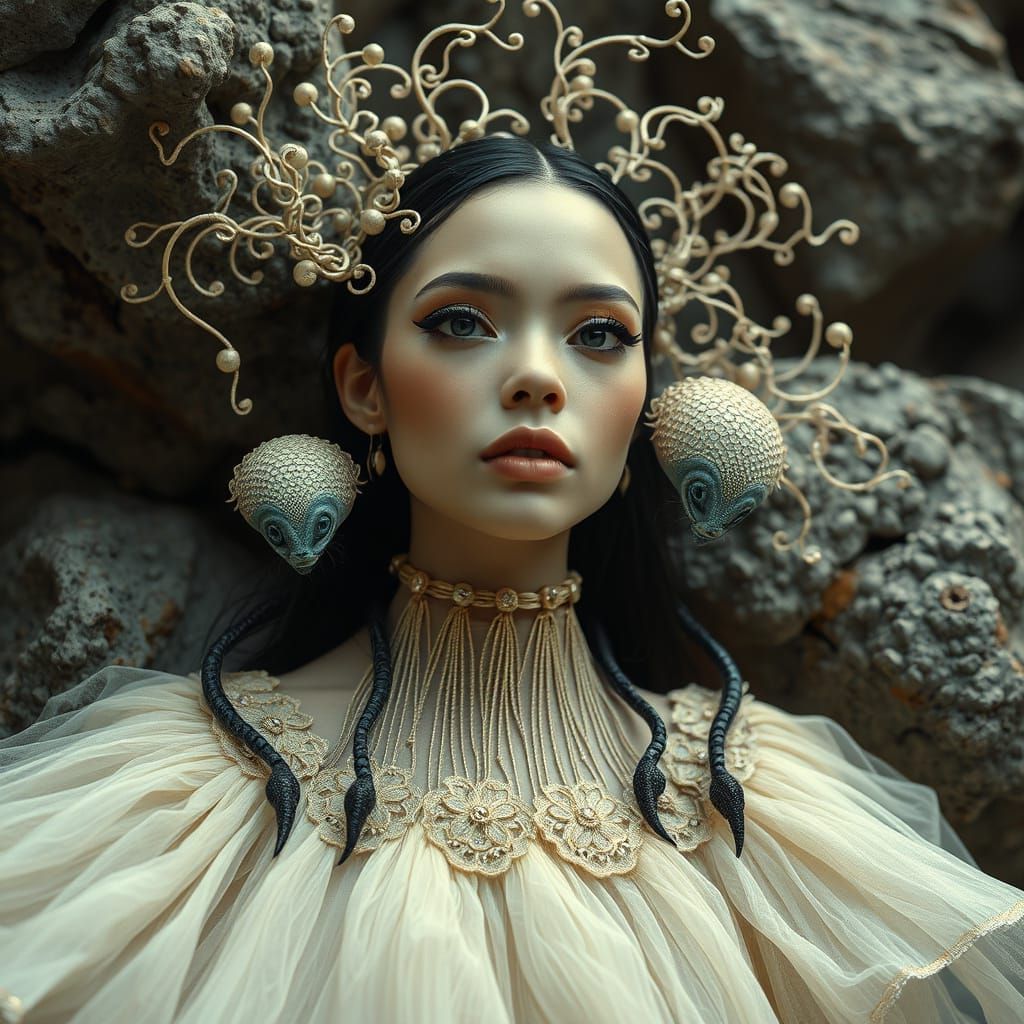 Exquisite Alien Goddess with Amoeboid Form and Ethereal Beau...