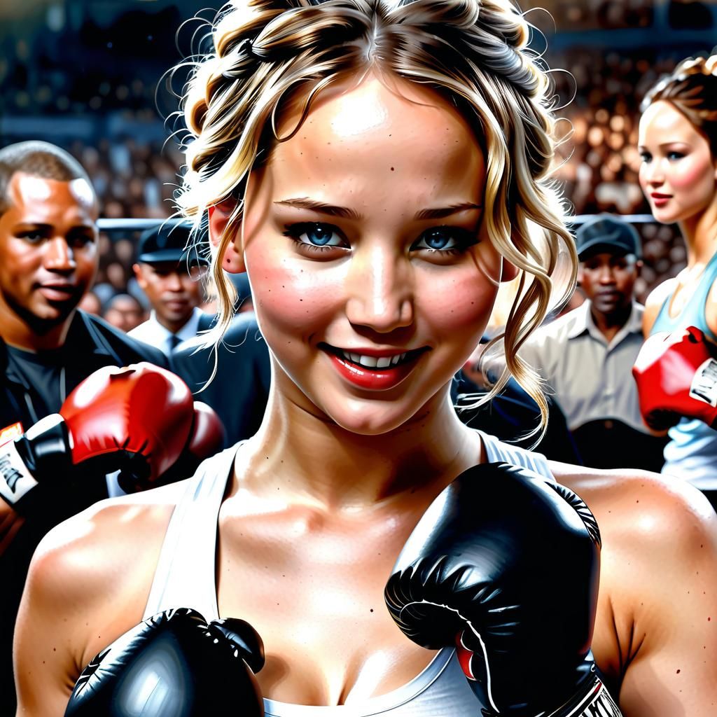 Portrait of boxing Jennifer Lawrence