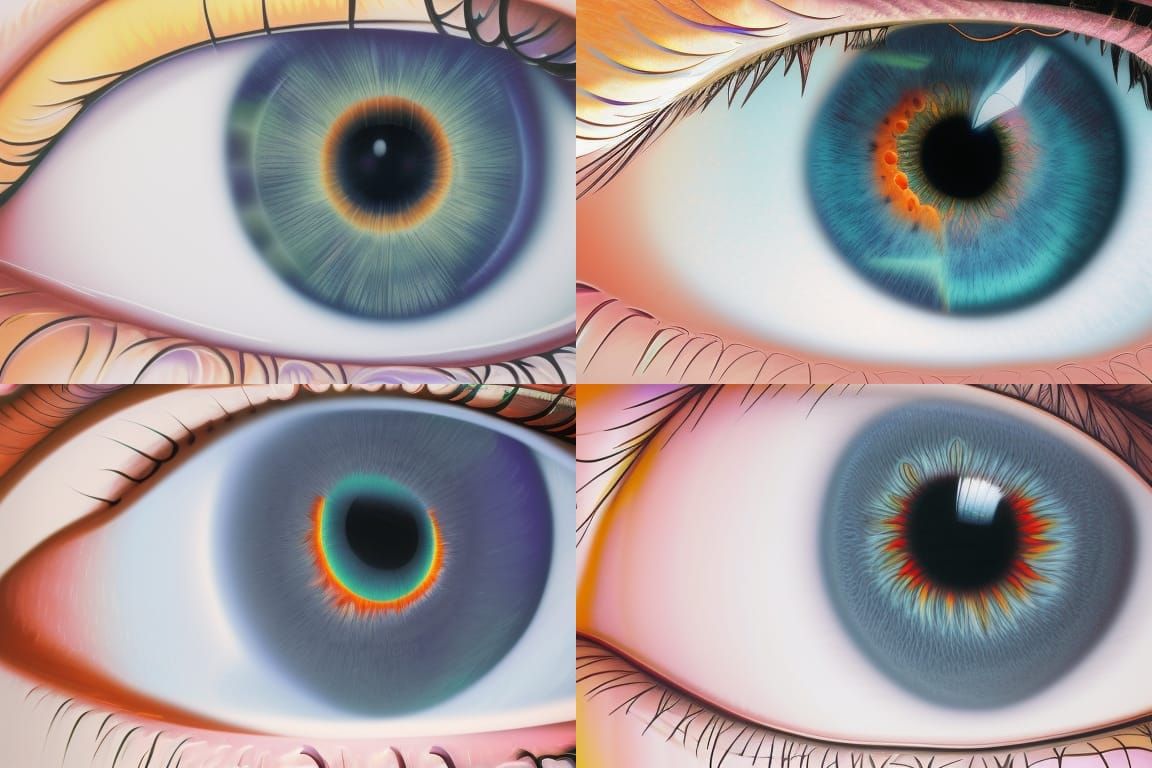Surreal Cat Eye: Purple, Orange, and Electric Waves
