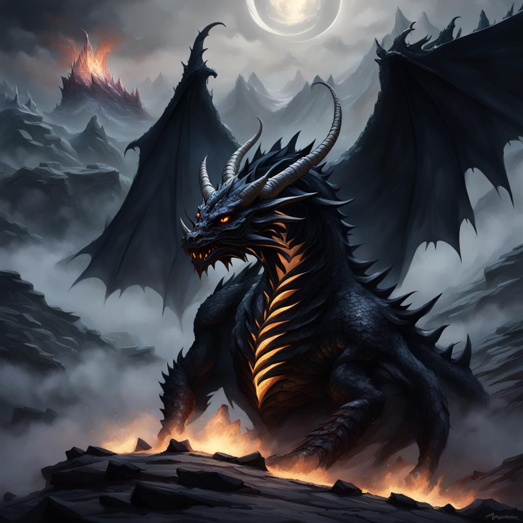 Cosmic Dragon Ritual: Dark Fantasy Concept Art