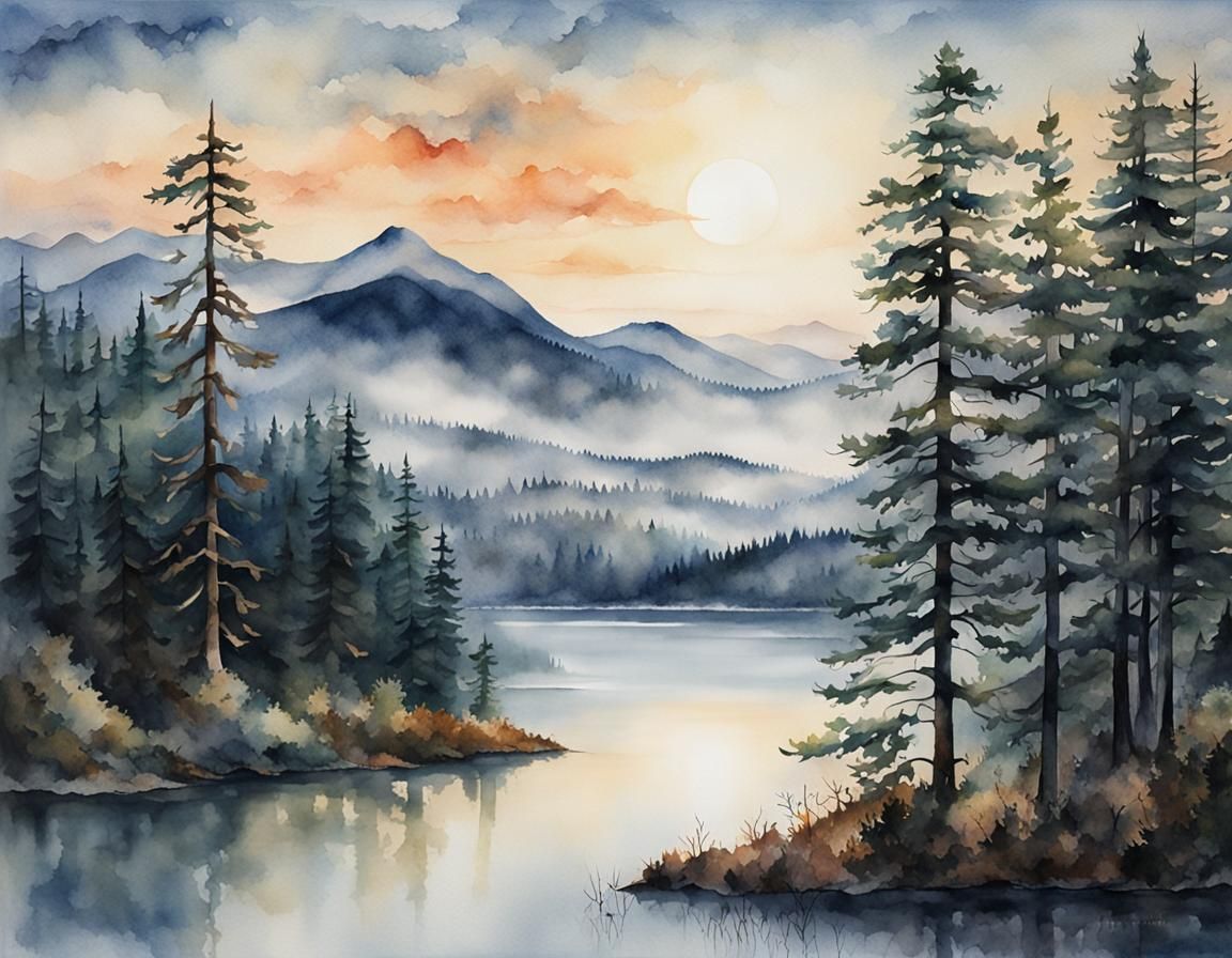 Hyper-Realistic Twilight Landscape with Autumn Colors