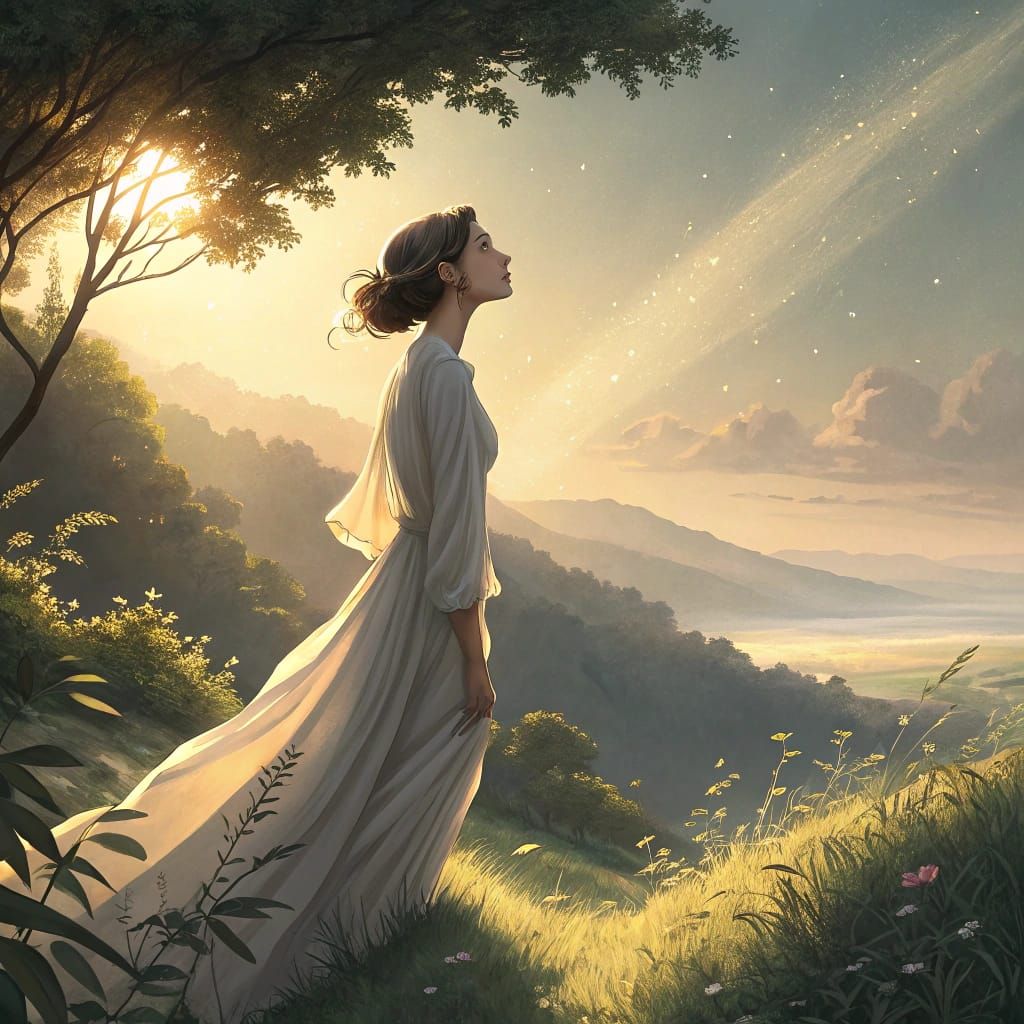 Woman in Light: Serene Landscape Art