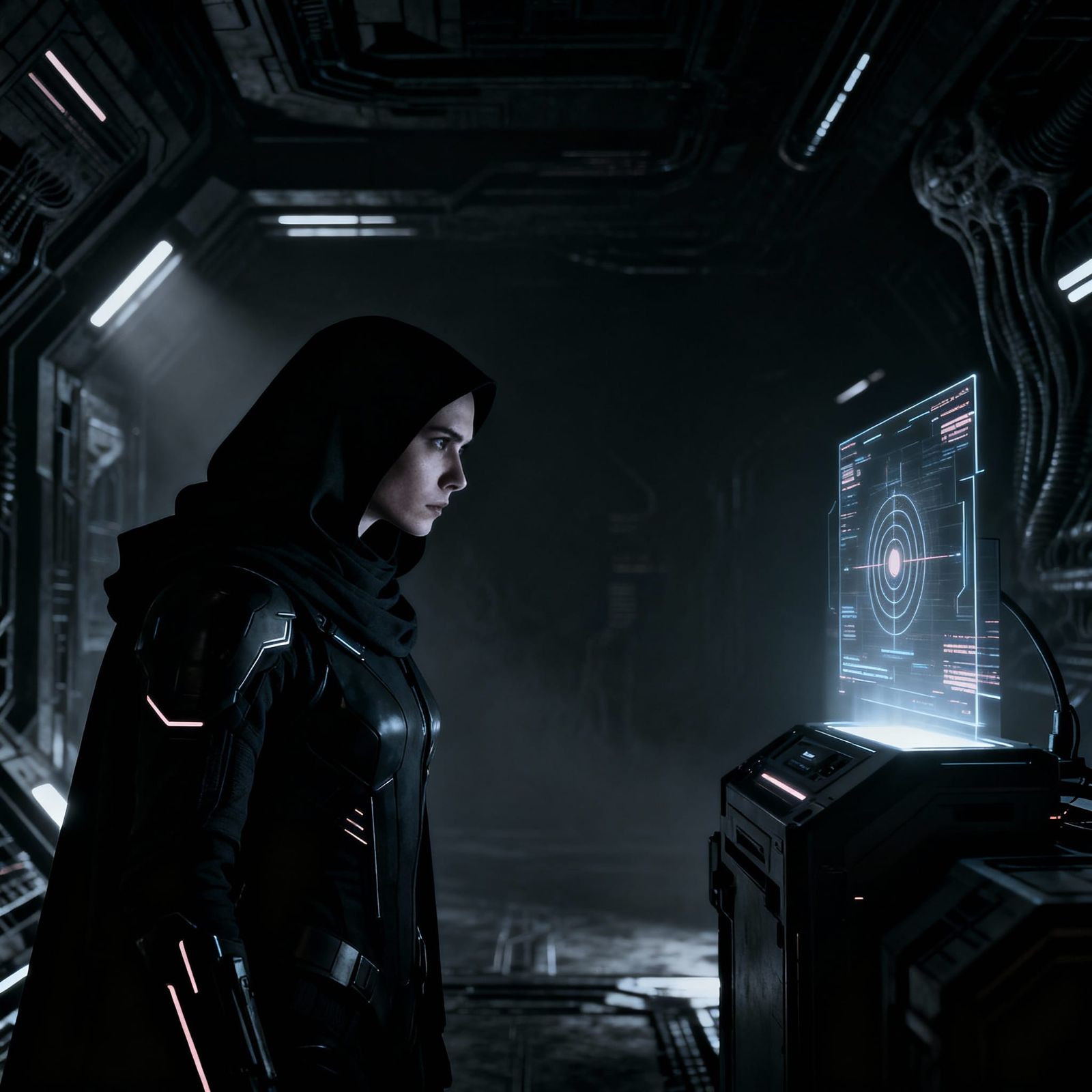 Hacker's Digital Underworld in Noir Style