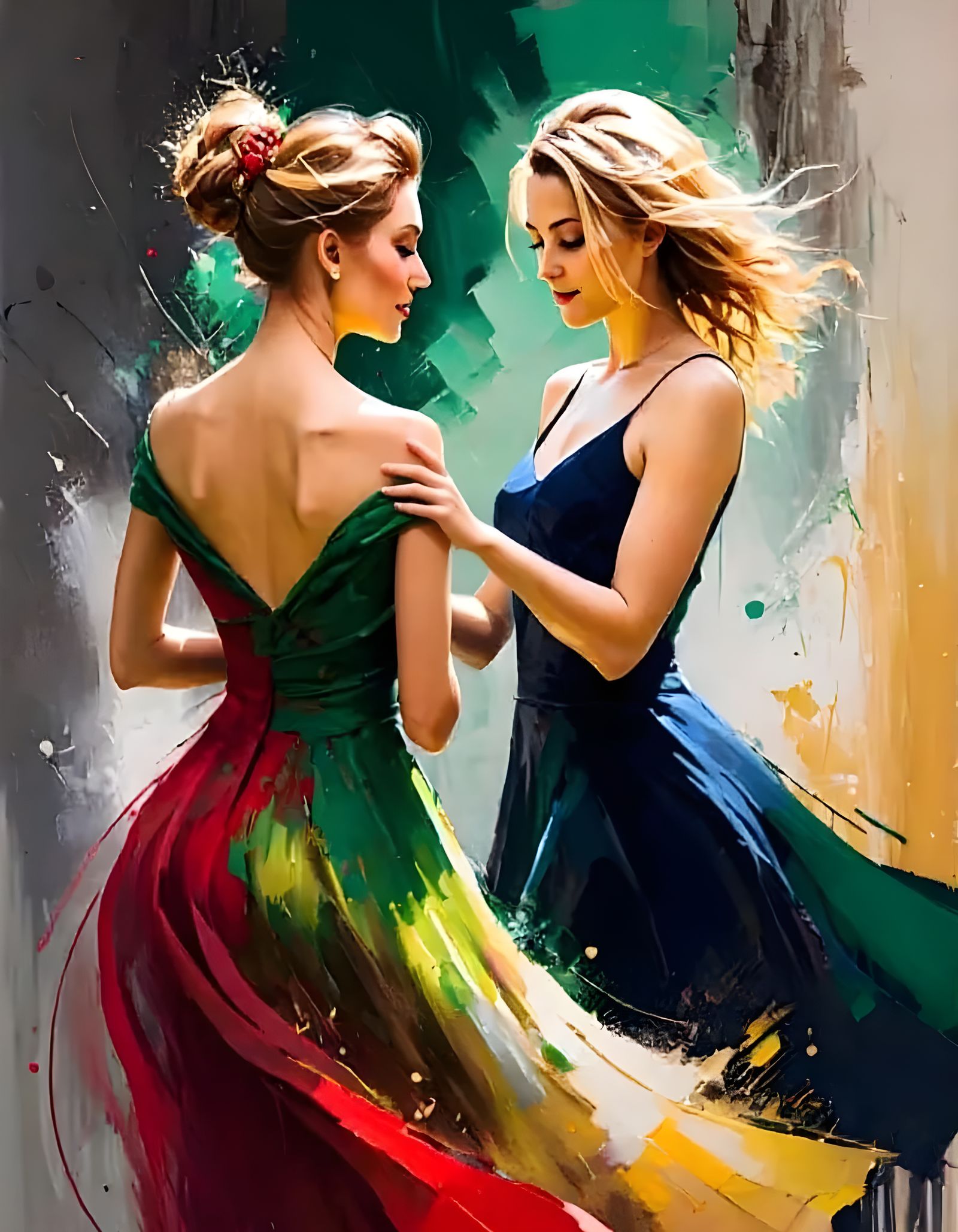 Romantic Dance: Oil Painting in Razumovskaya Style