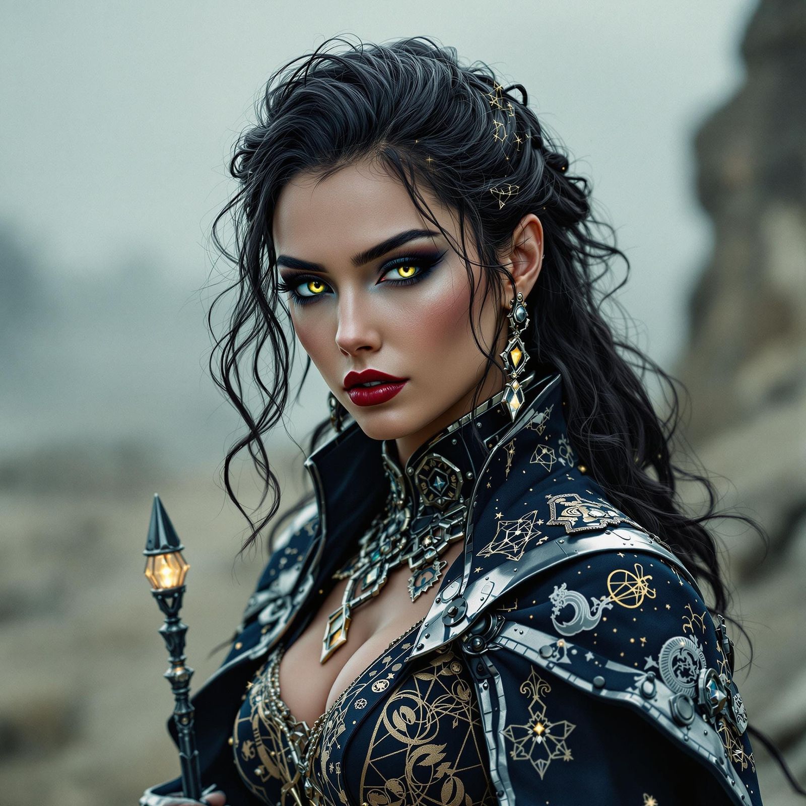 Ethereal Female Psyker in Warhammer 40k-Inspired Universe