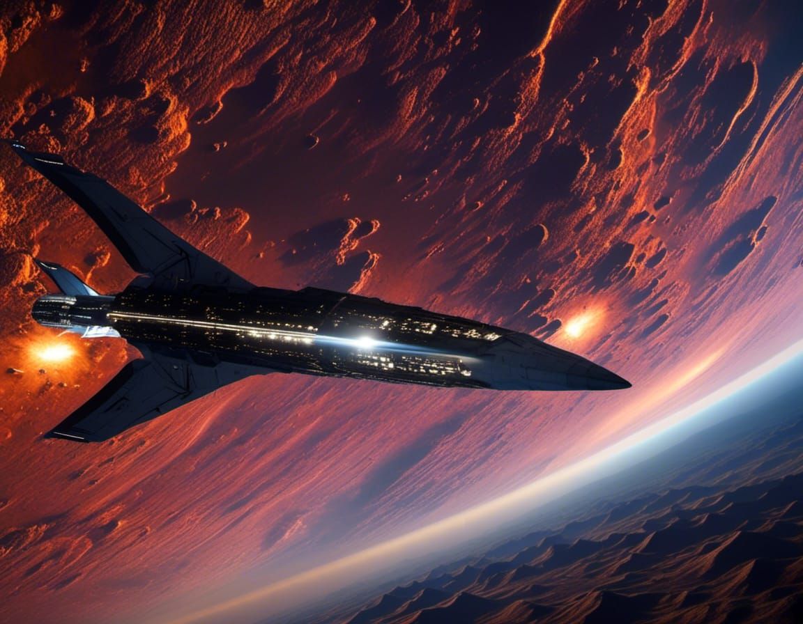 Futuristic Mars: Space Shuttle Arrival in Sci-Fi City