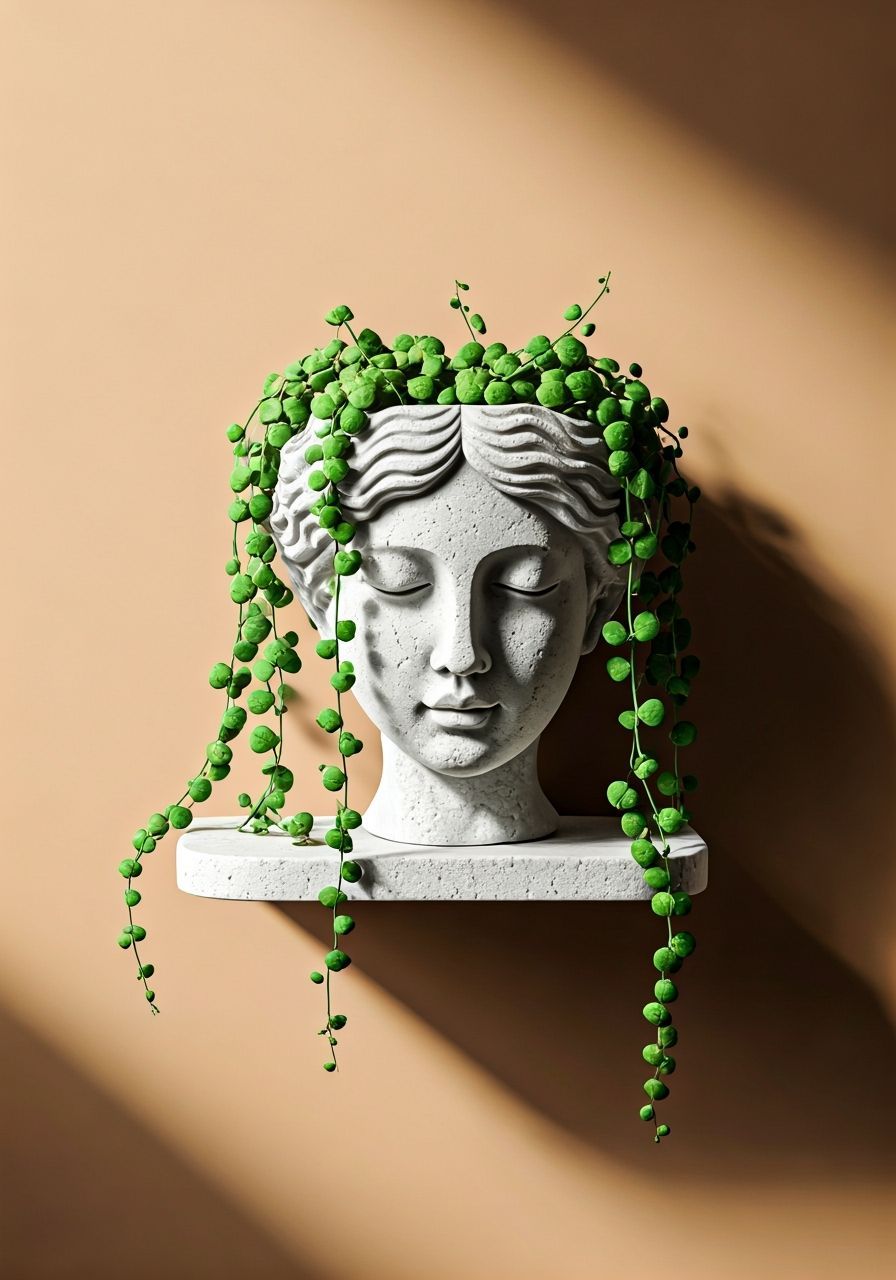 String of Hearts Plant in Stone Face Planter