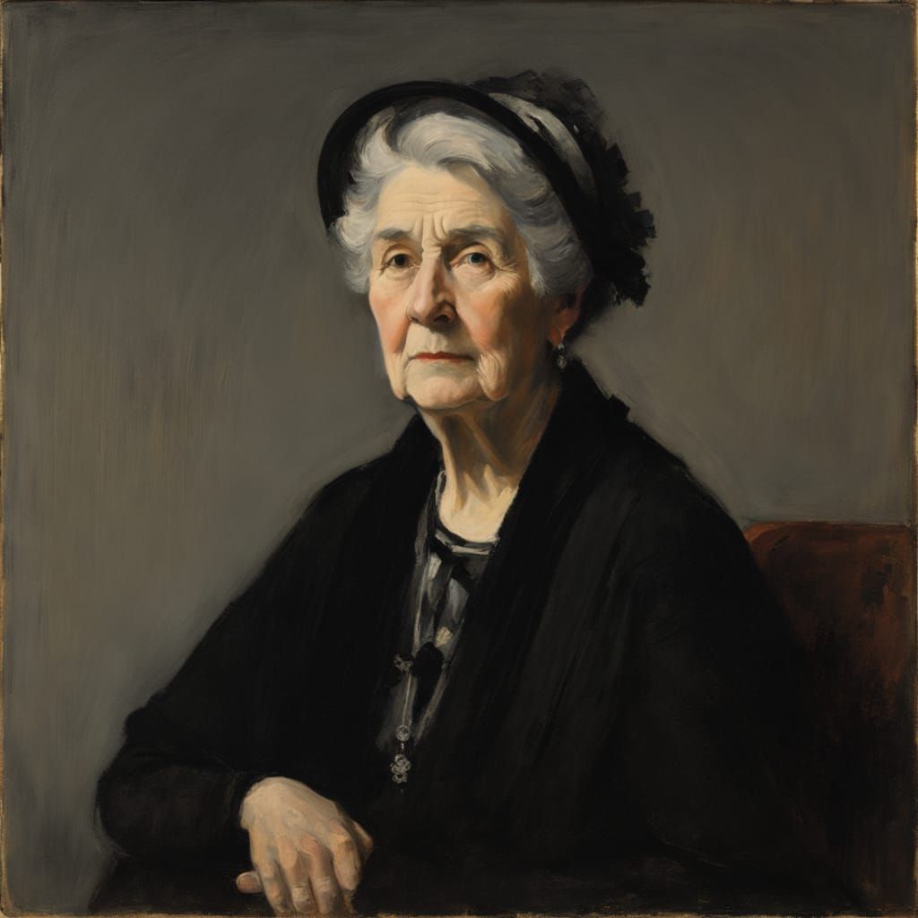 Whistler's Mother in Jon Klassen Style