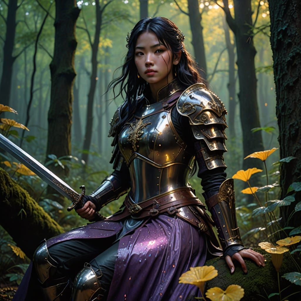 Girl Knight in Dark Fantasy Realism Style