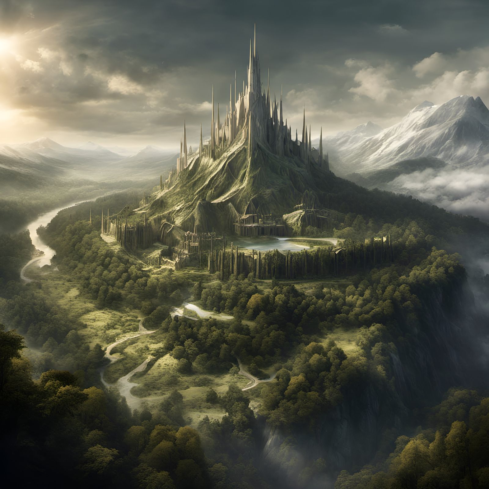 Photorealistic Elven Kingdom of Mirkwood with Shadows