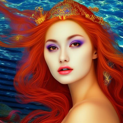 Underwater Goddess of Love in Flames: Photorealistic Dreamsc...