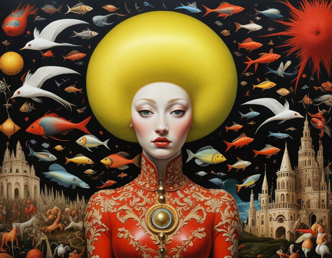 Surreal Carnival Scene with Eccentric Characters