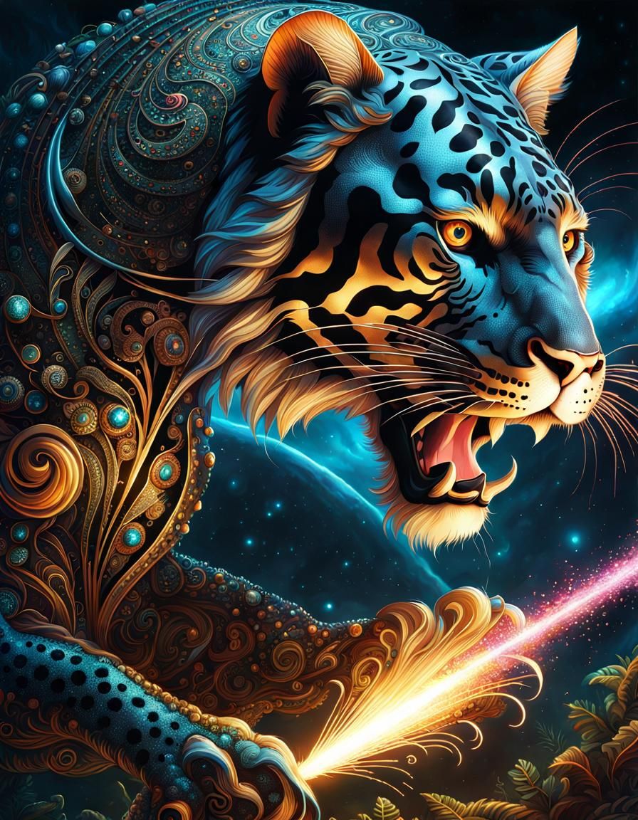 Glittering Tiger in Hyperrealistic Digital Painting