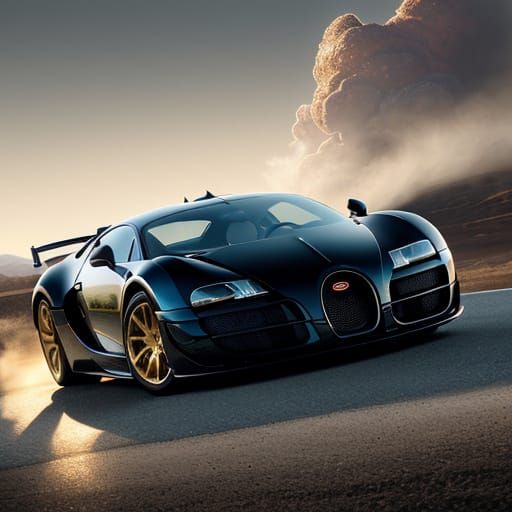 Hyperrealistic Bugatti Veyron in Vintage Racing Action
