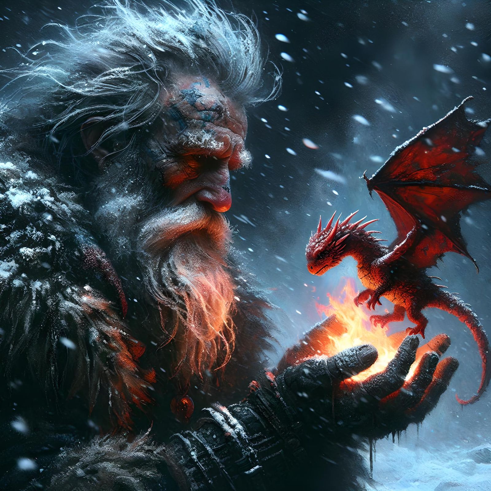 Viking and Dragon: A Matte Painting of Warmth