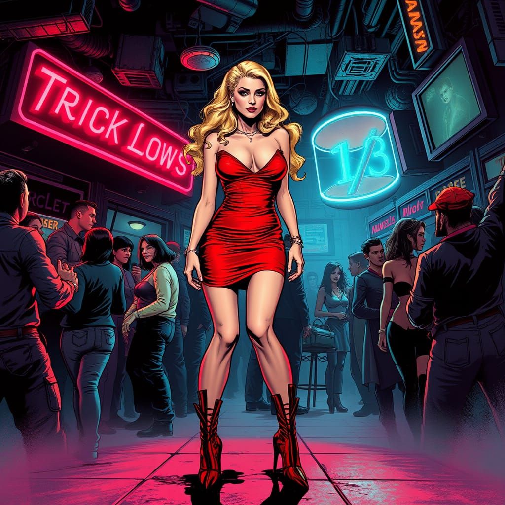 Nightclub Scene: 8-bit Marvel Comic Illustration