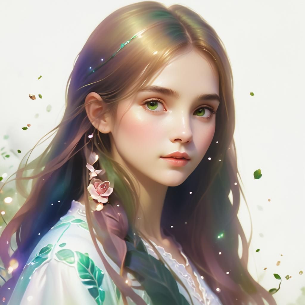 Mystical Garden: Woman Creating Crystal Roses