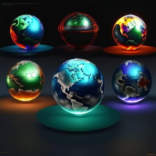 Neon Glass Spheres with Lightning