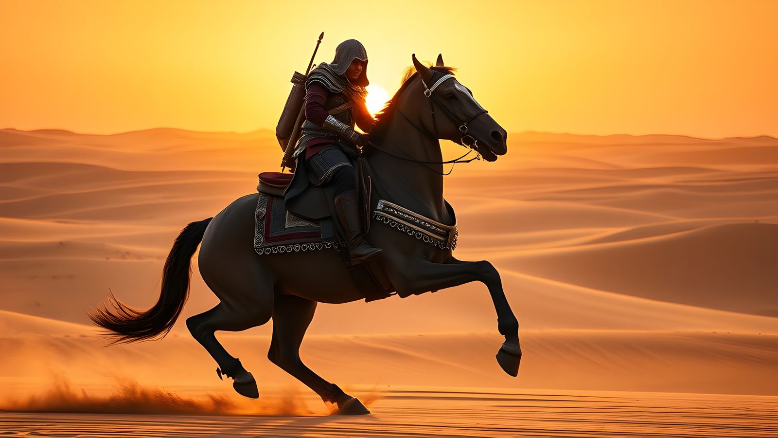 Desert Rider in Armor: Cinematic Film Still