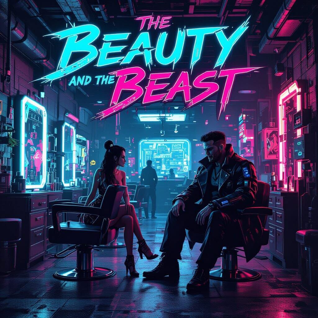 Cyberpunk "Beauty & Beast" Unisex Saloon Logo